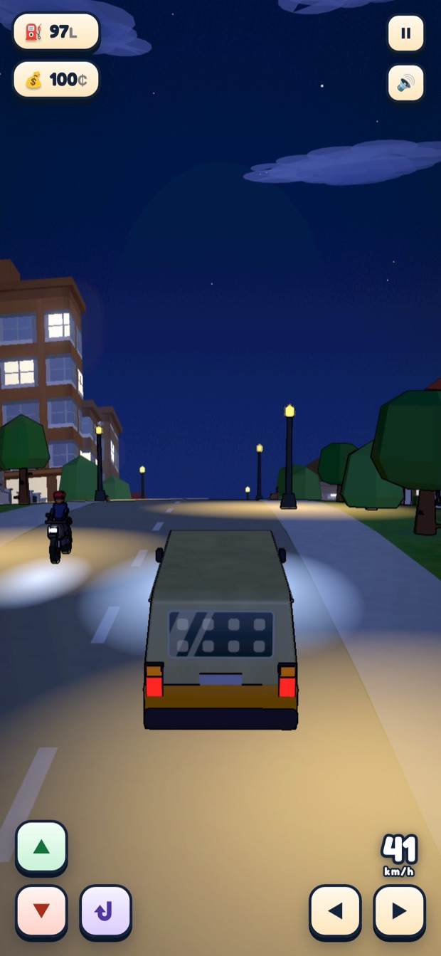 Trotro Driver at night — the headlights sweeping an empty street